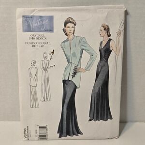 Vogue Vintage Model V2786 Uncut Sewing Pattern 1940's Dress Jackey Formal Retro